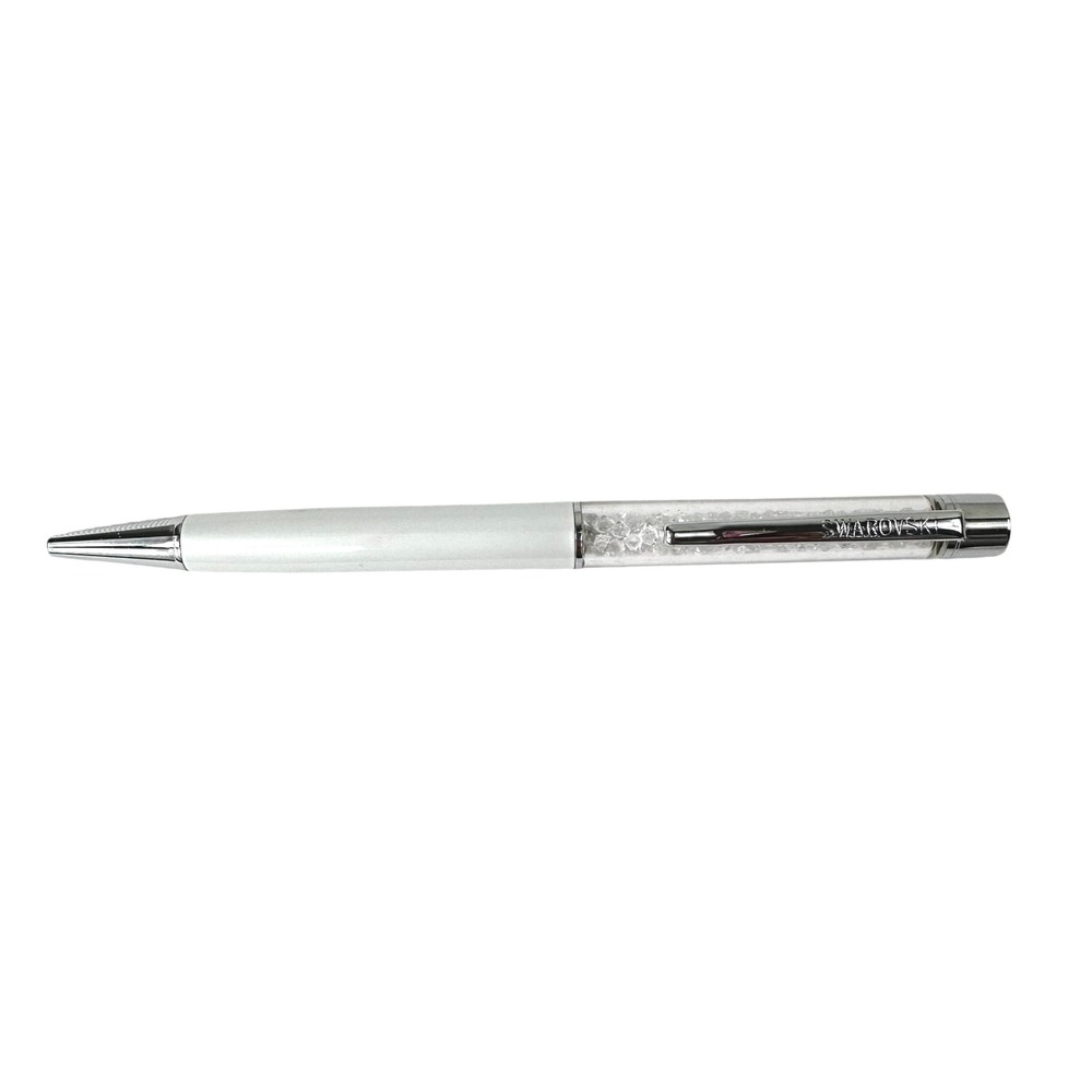 Swarovski Crystalline White Pen Silver Tone Accents Logo Refillable Gift Writes! - Picture 8 of 8